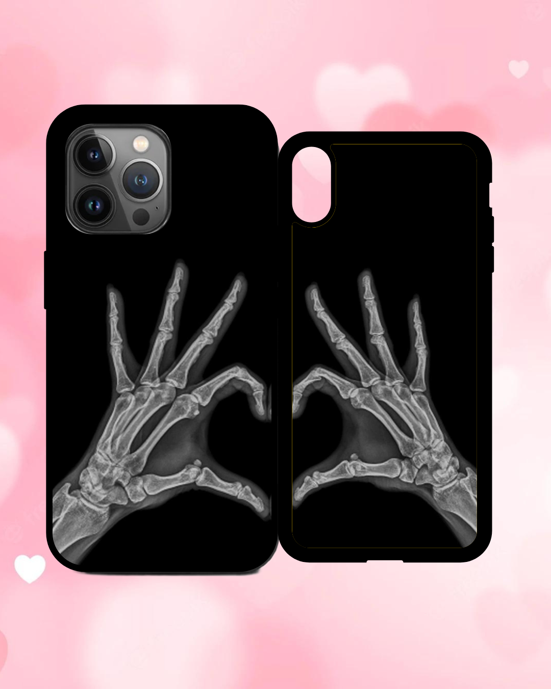 Skeleton Finger Hearts Couples Case