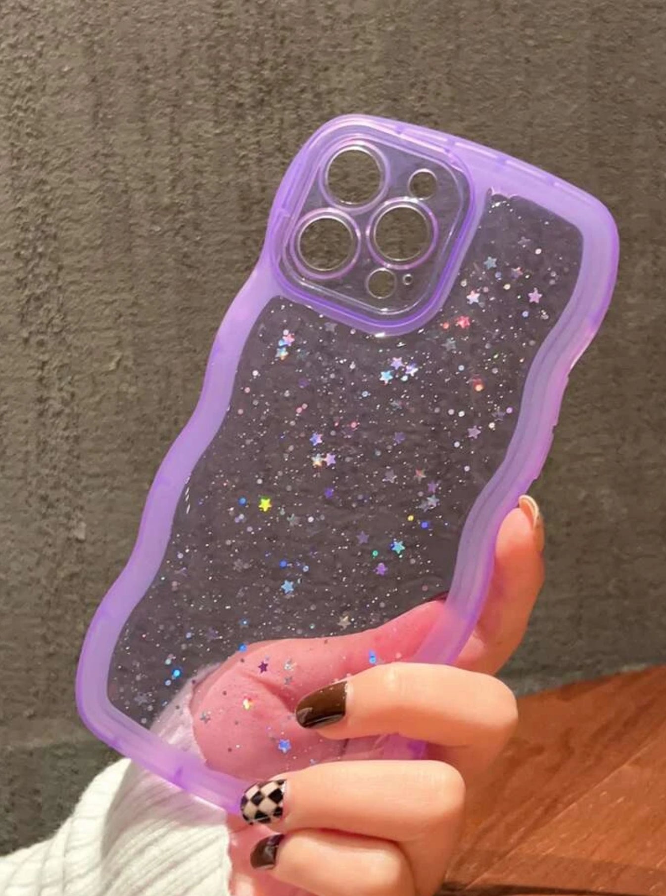 Wavy Frame Glitter Clear Case