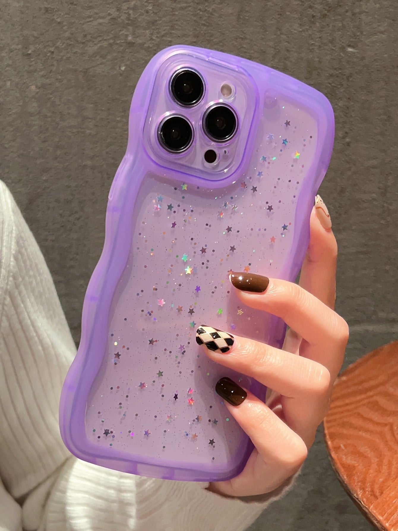 Wavy Frame Glitter Clear Case