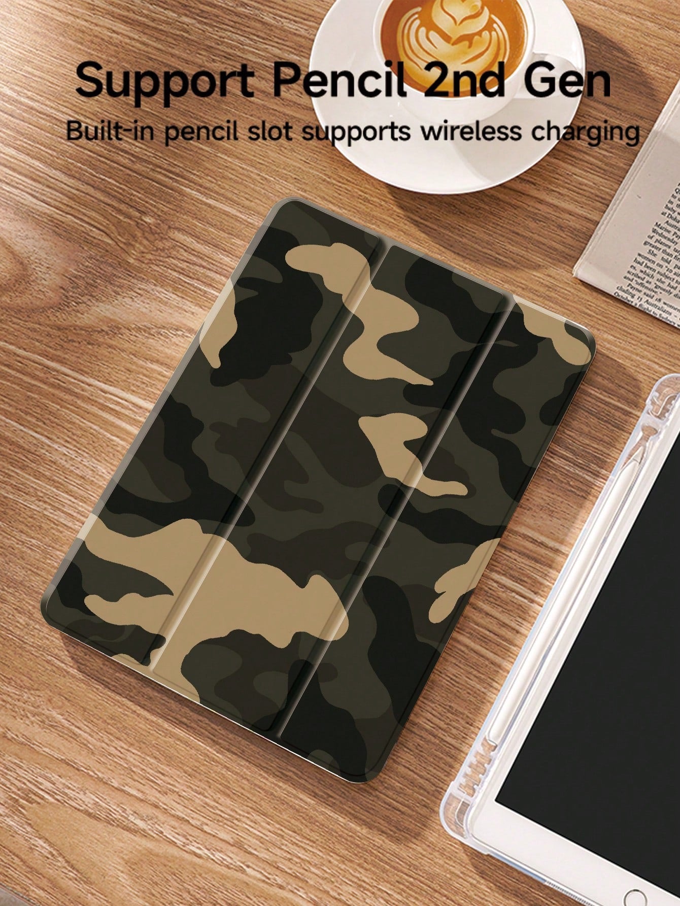 Camo Print iPad Case with Pencil Holder