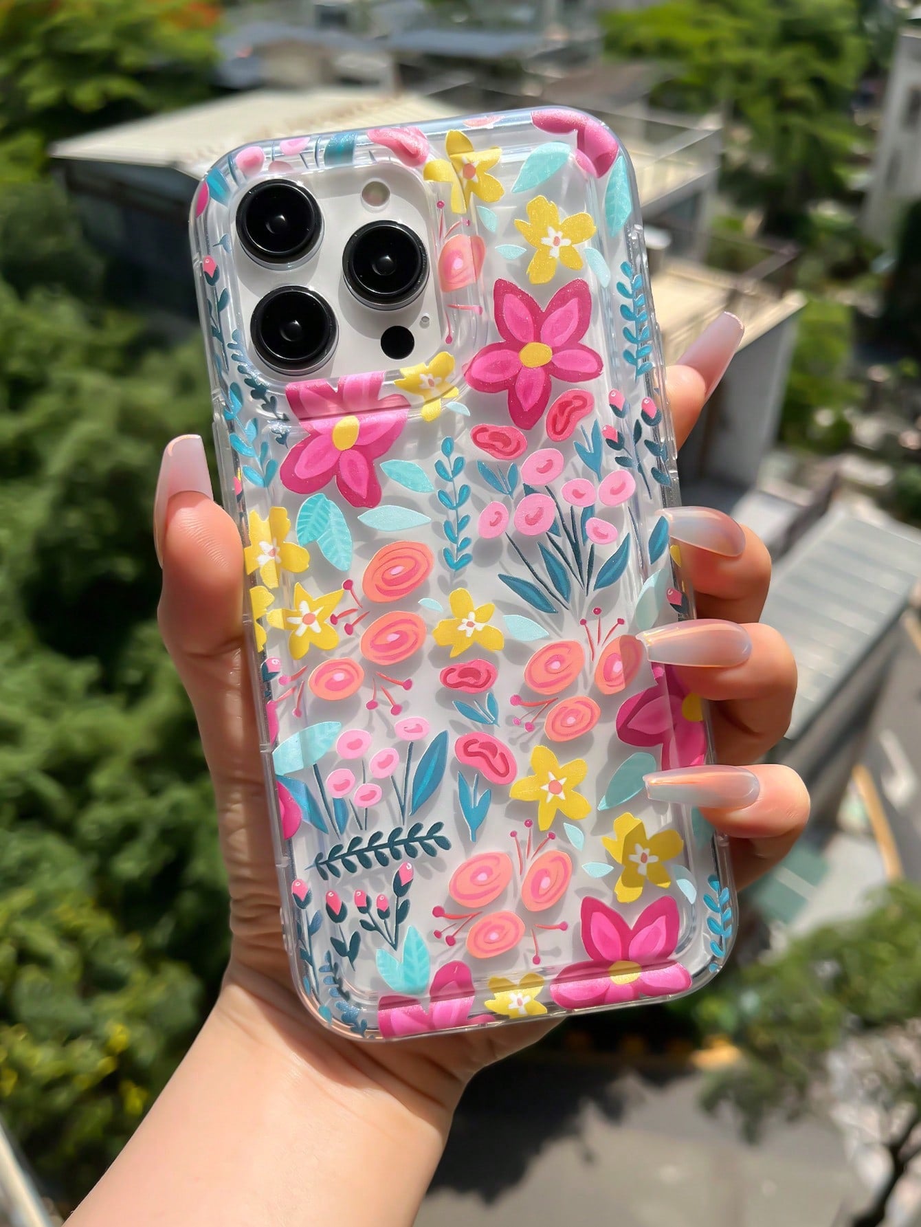 Floral Anti-Fall Clear Case