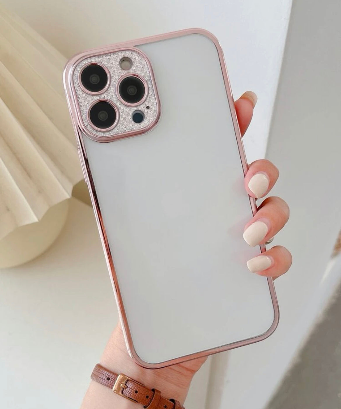 Bumper Case with Rhinestone Camera Cover