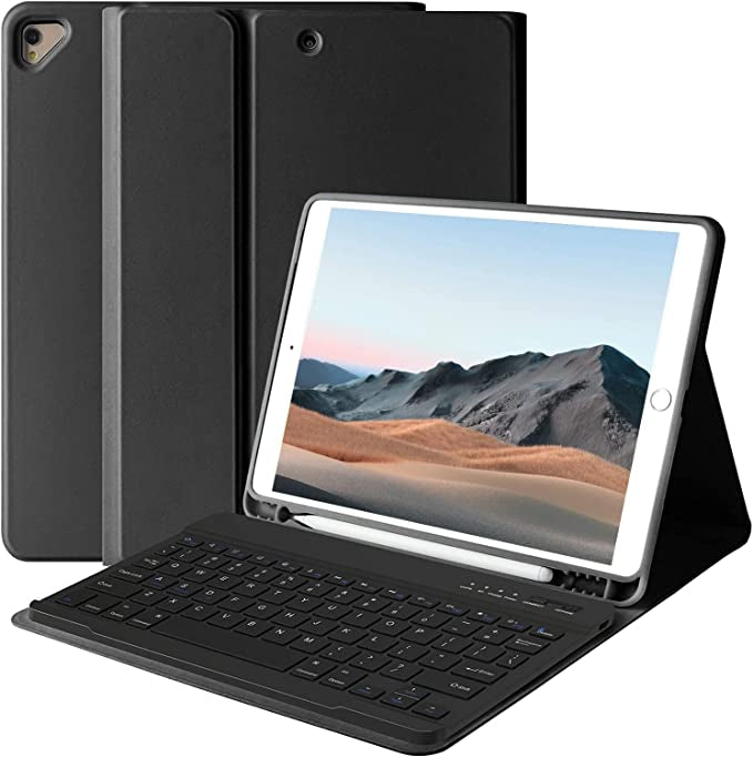 iPad Case with Wireless Keyboard and Apple Pencil Slot