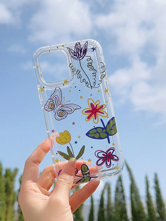 Butterfly and Flower Anti-Fall Clear Case