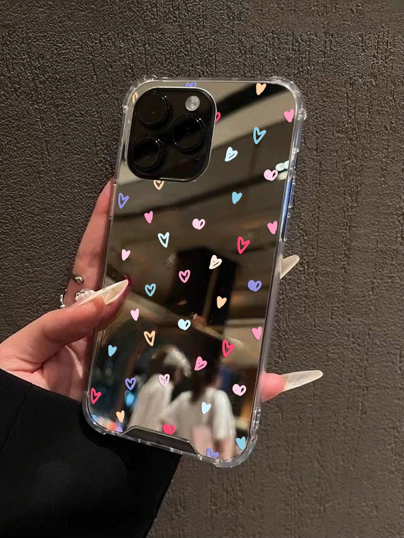Hearts Print Mirror Case