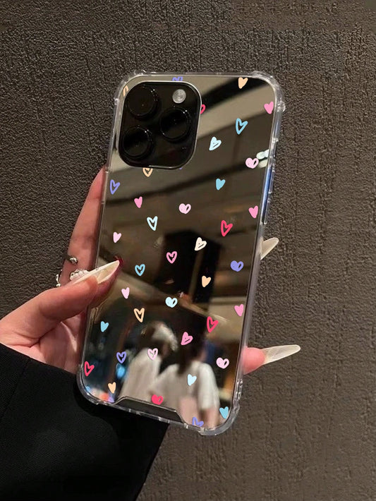 Hearts Print Mirror Case
