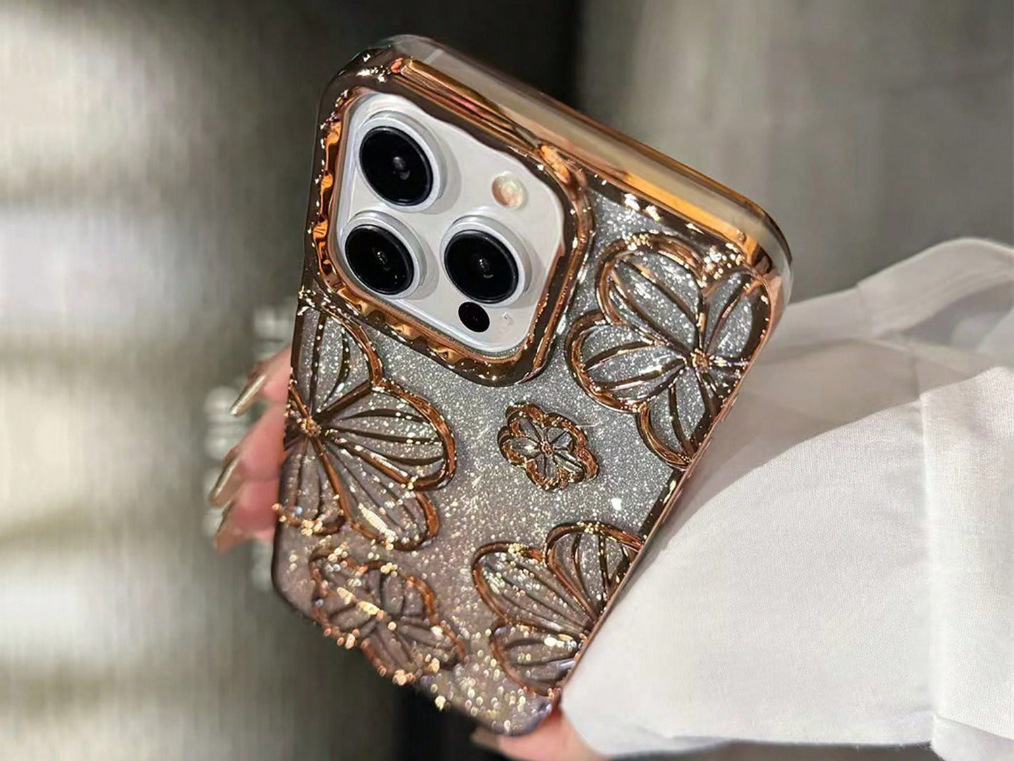 Glitter and Chrome Floral Case