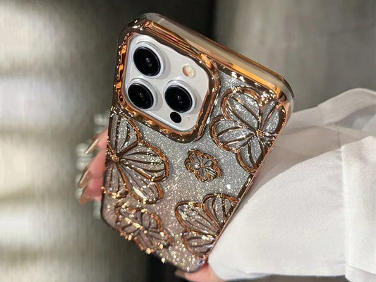 Glitter and Chrome Floral Case