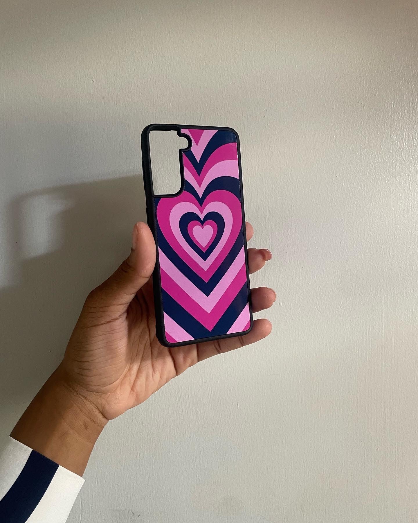 Heart Print Case Navy Pink