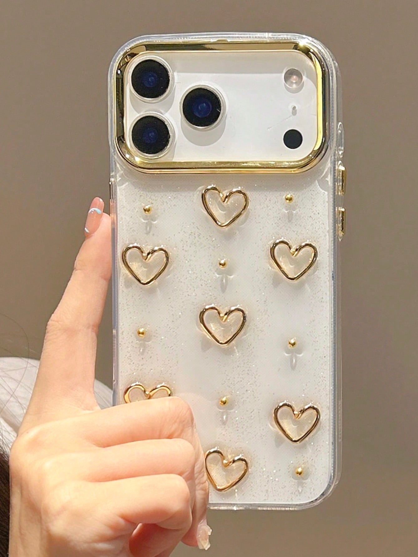 Gold Hearts Clear Case