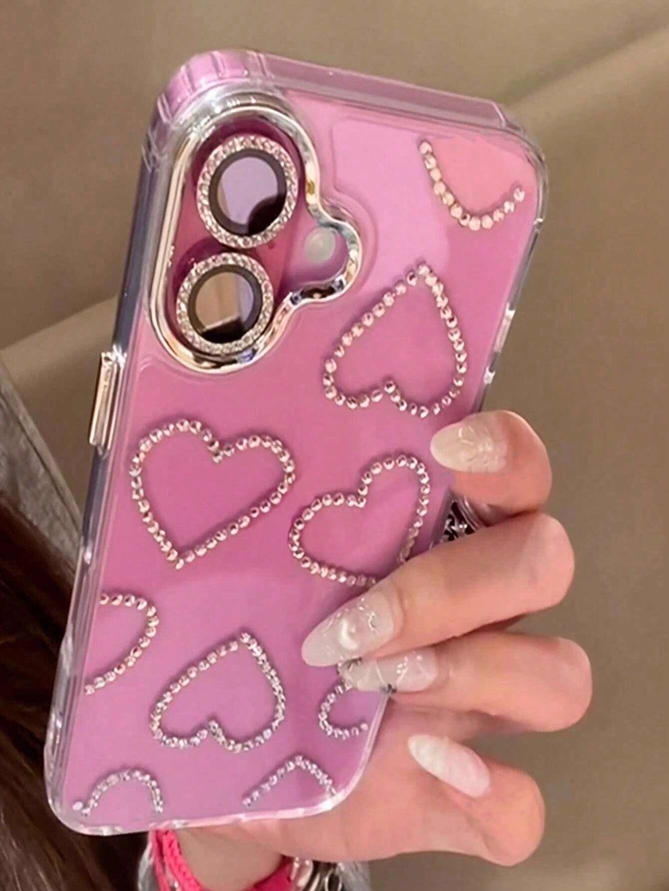 Rhinestone Hearts Clear Case