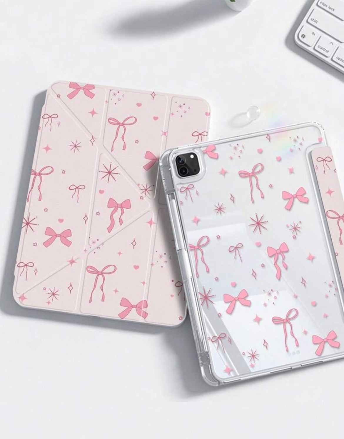 Pink Bows iPad Case with Pencil Holder