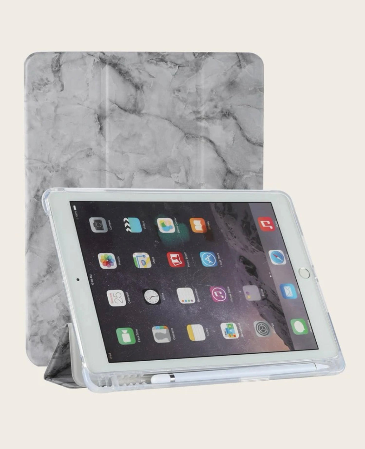 Marble Print iPad Case with Pencil Holder