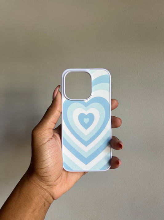 Latte Hearts Case - Light Blue