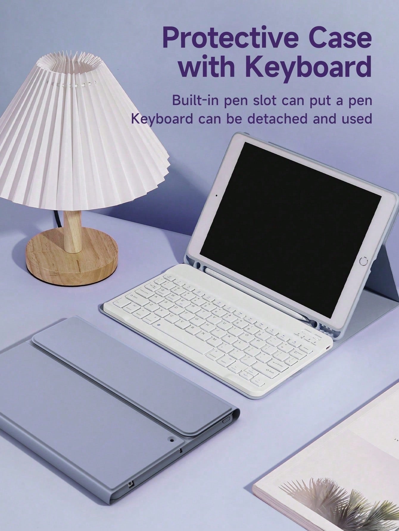 iPad Case with Wireless Keyboard and Apple Pencil Slot