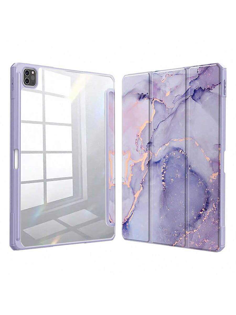 Protective Marble Print iPad Case with Pencil Holder