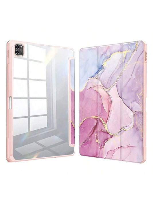 Protective Marble Print iPad Case with Pencil Holder