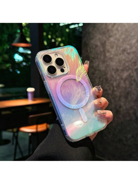 Holographic Feather Print Case with Magsafe