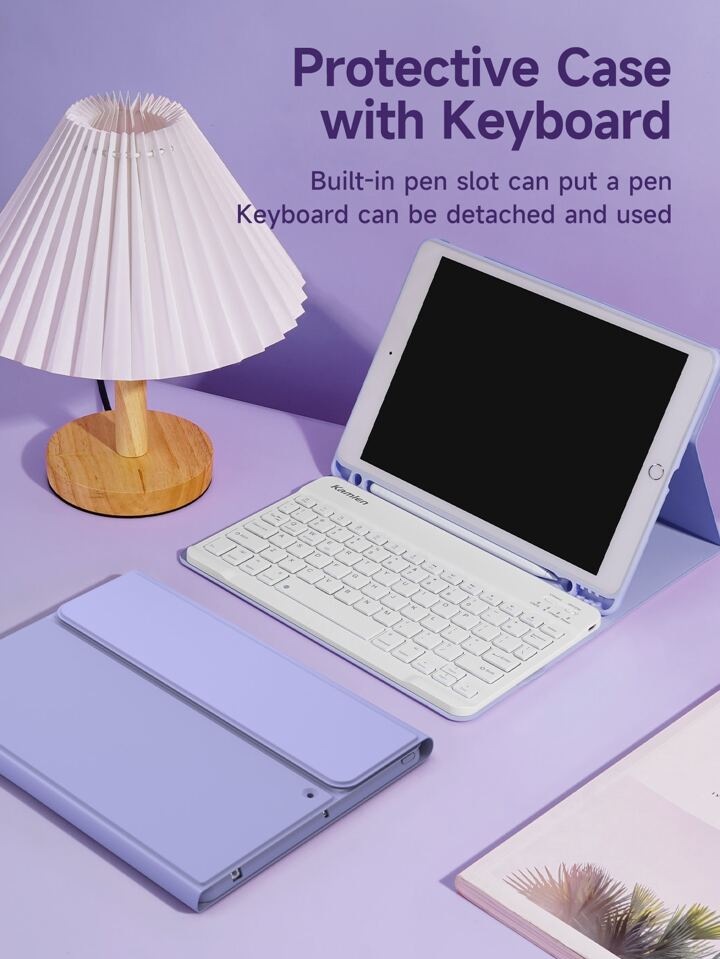 iPad Case with Wireless Keyboard and Apple Pencil Slot