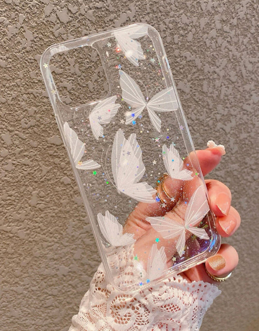 Butterfly Glitter Clear Case