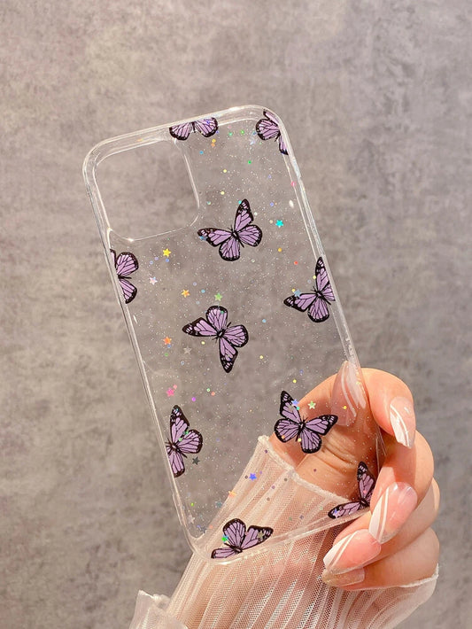 Butterfly Clear Glitter Case