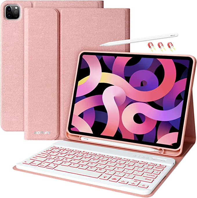 iPad Case with Wireless Keyboard and Apple Pencil Slot