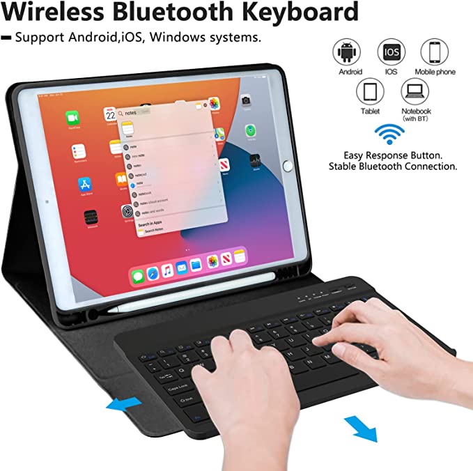 iPad Case with Wireless Keyboard and Apple Pencil Slot