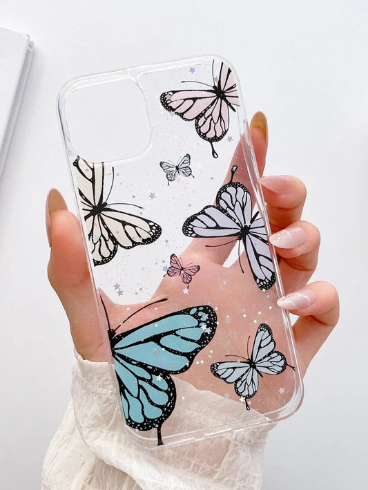 Butterfly Clear Glitter Case