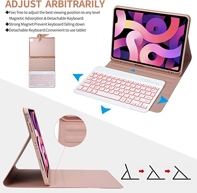 iPad Case with Wireless Keyboard and Apple Pencil Slot